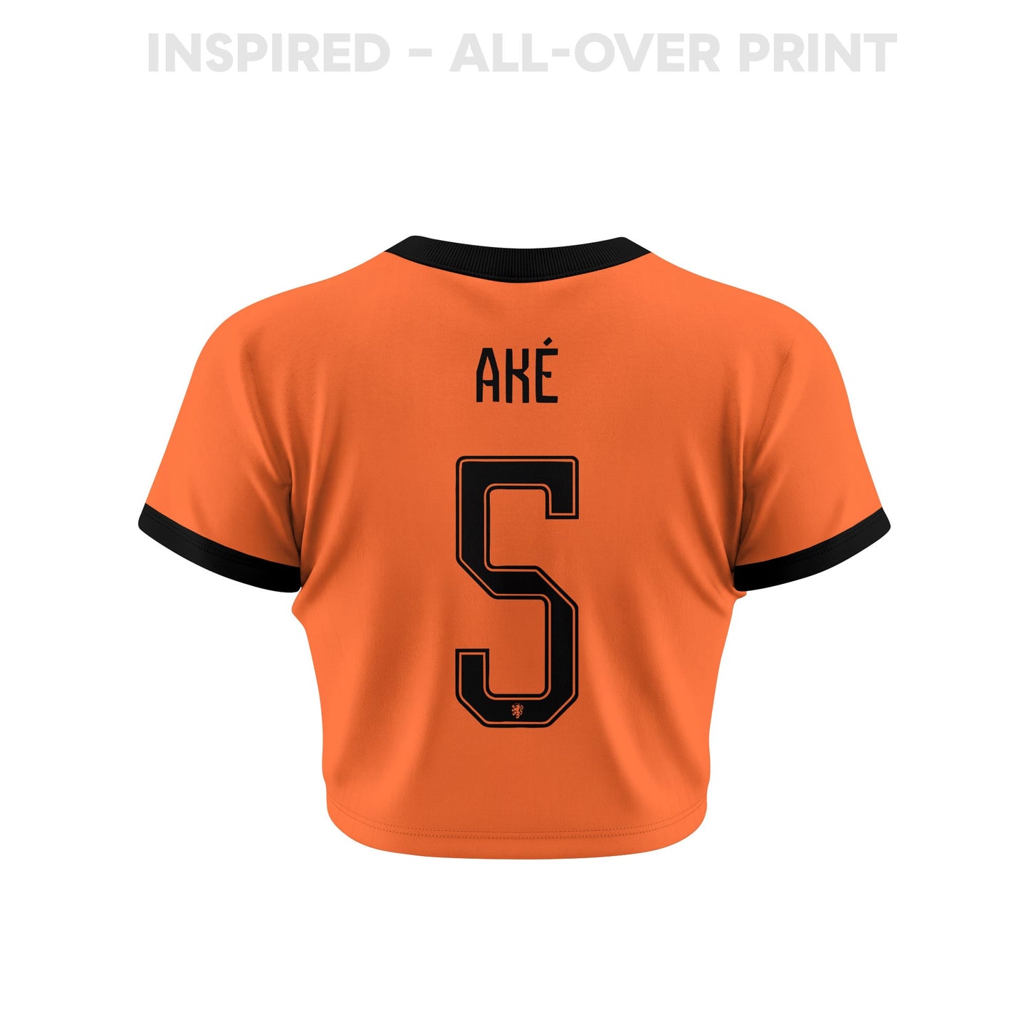 Nathan Aké 5 Netherlands 2026 Women's Home All-Over Print Cropped Jersey - Orange