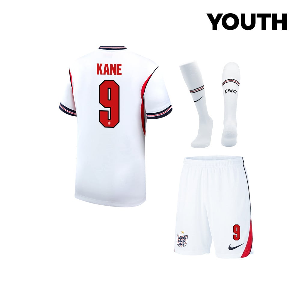 Harry Kane 9 England 2026 YOUTH Home Kit Set – White