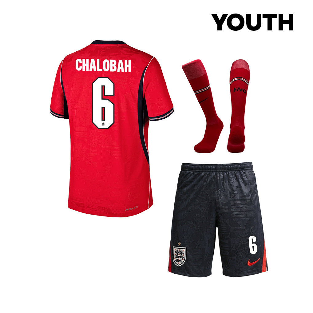 Trevoh Chalobah 6 England 2026 YOUTH Away Kit Set – Red/Black