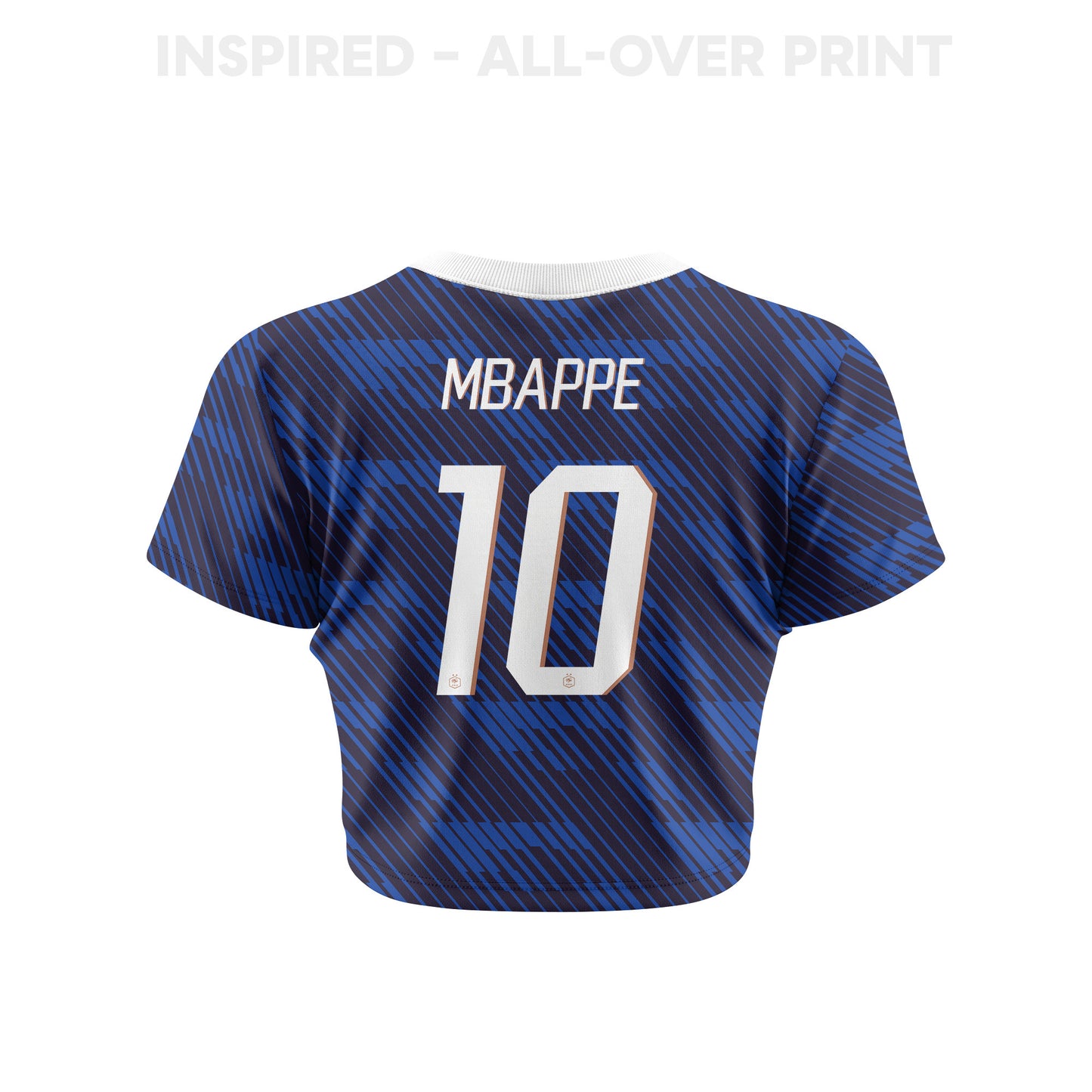 Kylian Mbappé 10 France 2026 Women's Home All-Over Print Cropped Jersey - Blue