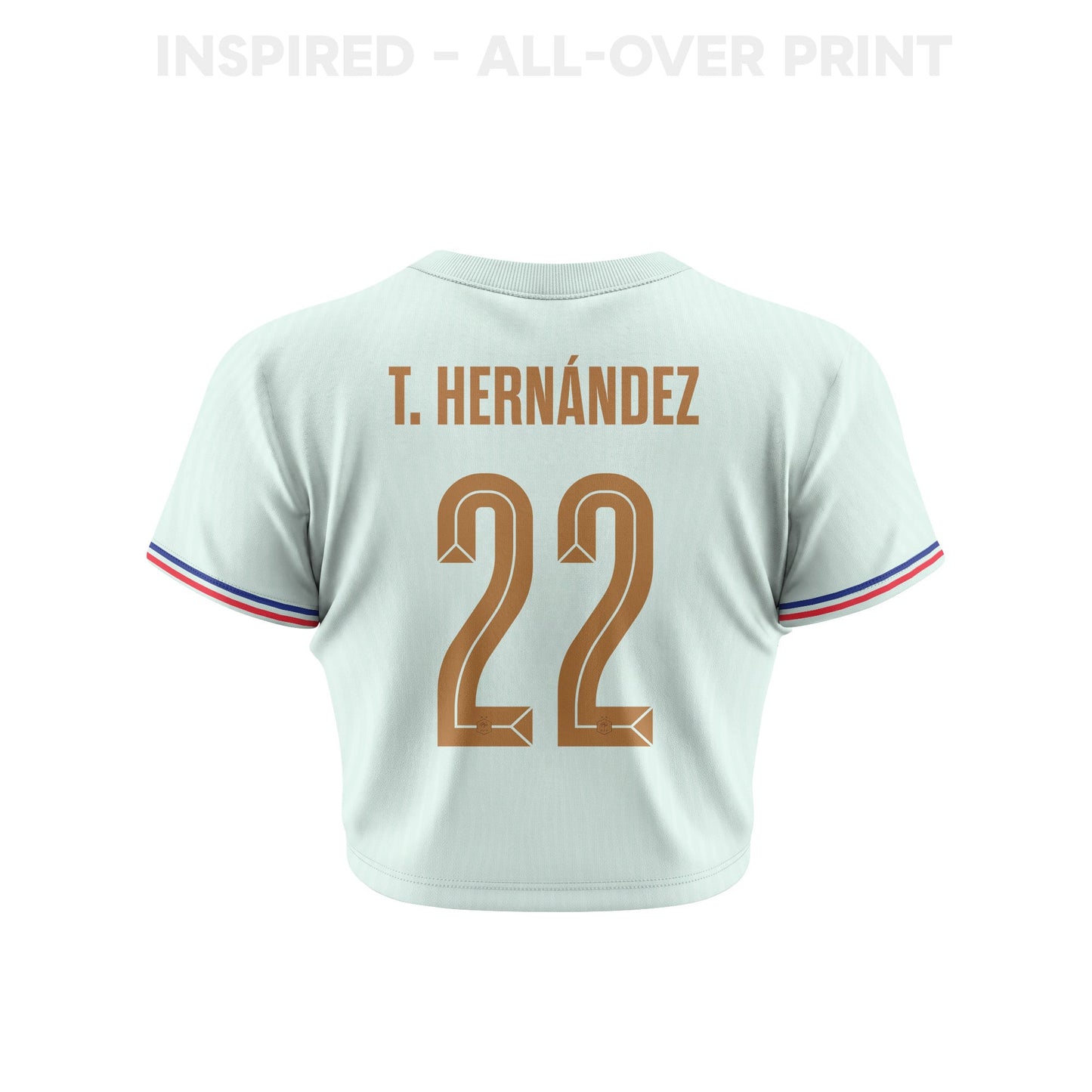 Theo Hernández 22 France 2026 Women's Away All-Over Print Cropped Jersey - Green