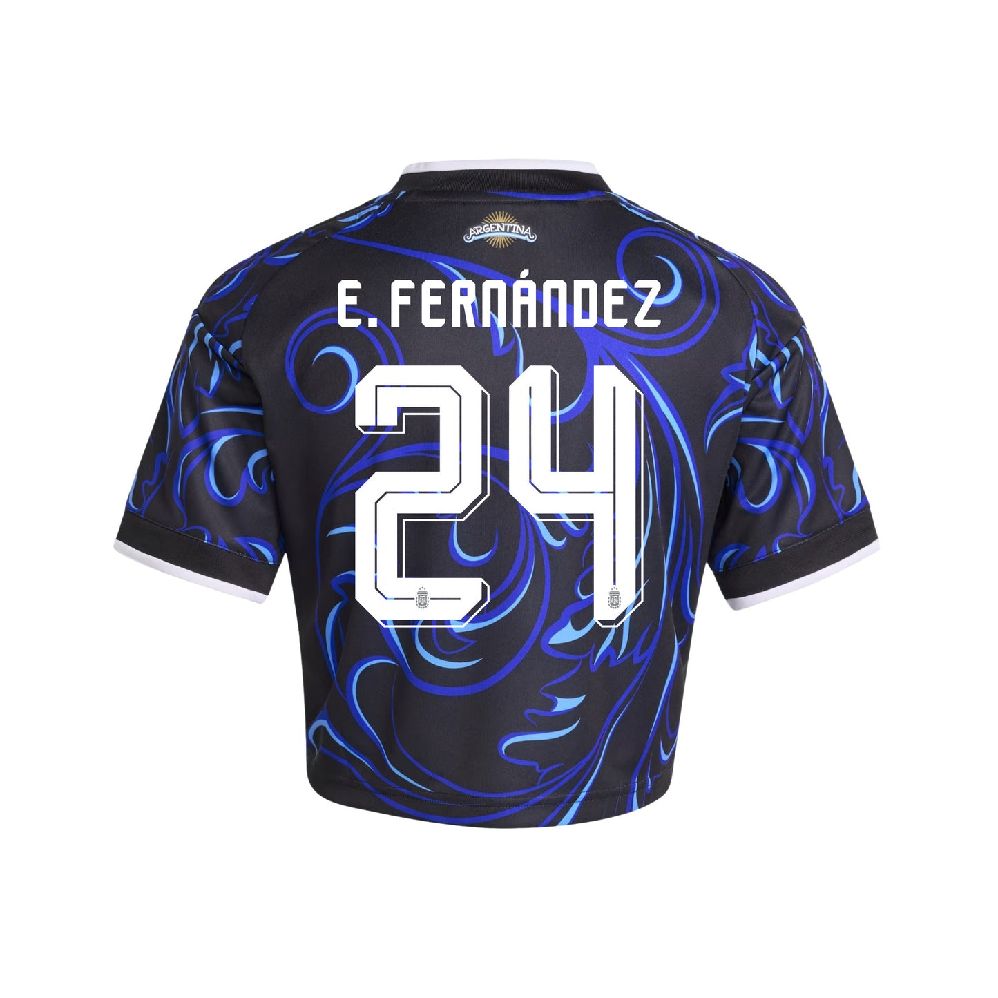 Enzo Fernández 24 Argentina 2026 Away Women's Cropped Jersey - Black