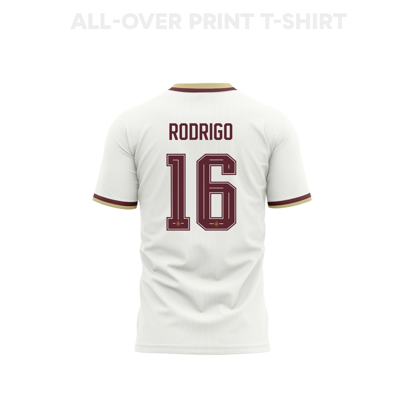 Rodri 16 Youth Spain 2026 Away 3D T-shirt Fully Printed – White