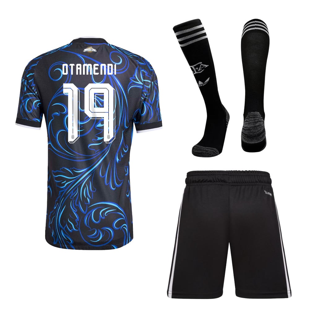 Nicolás Otamendi 19 Argentina 2026 Away Men Kit Set – Black