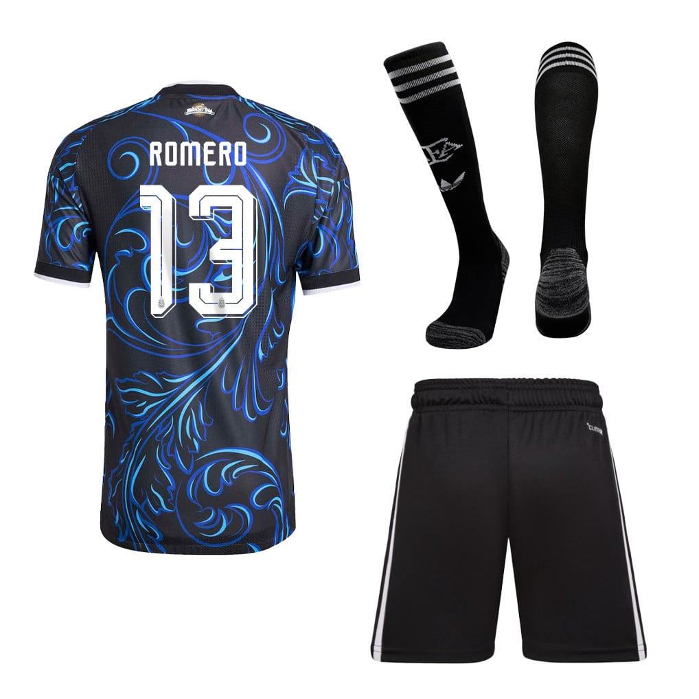 Cristian Romero 13 Argentina 2026 Away Men Kit Set – Black