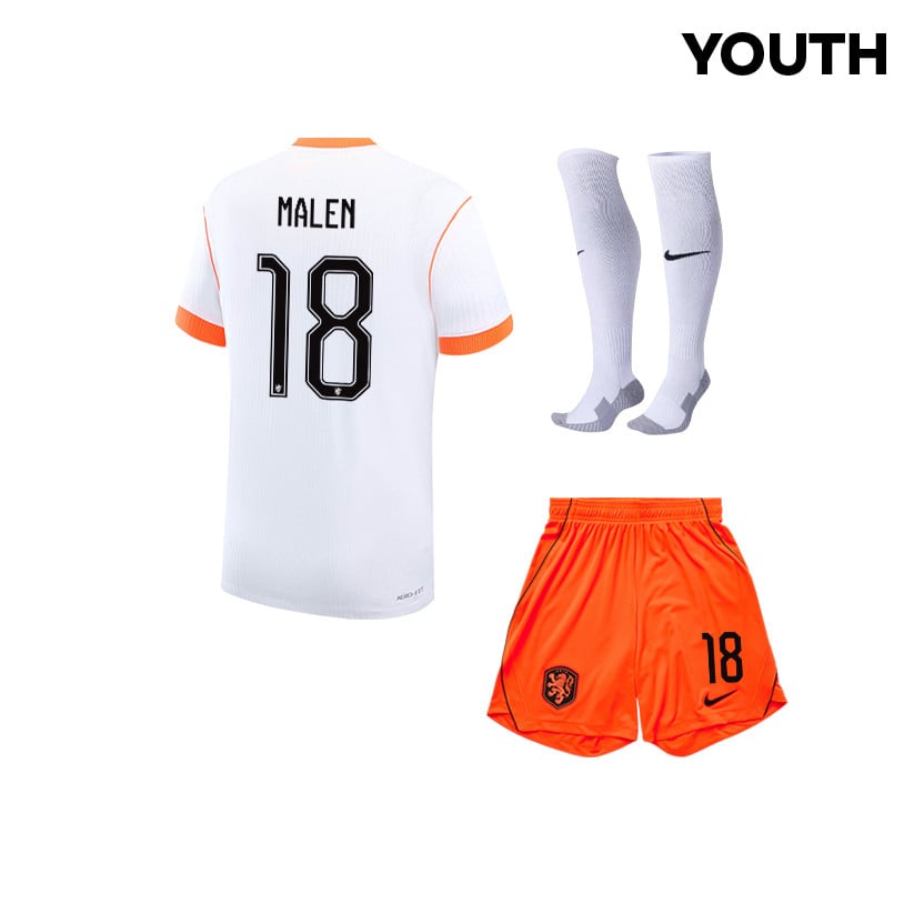 Donyell Malen 18 Netherlands 2026 YOUTH Away Kit Set – White
