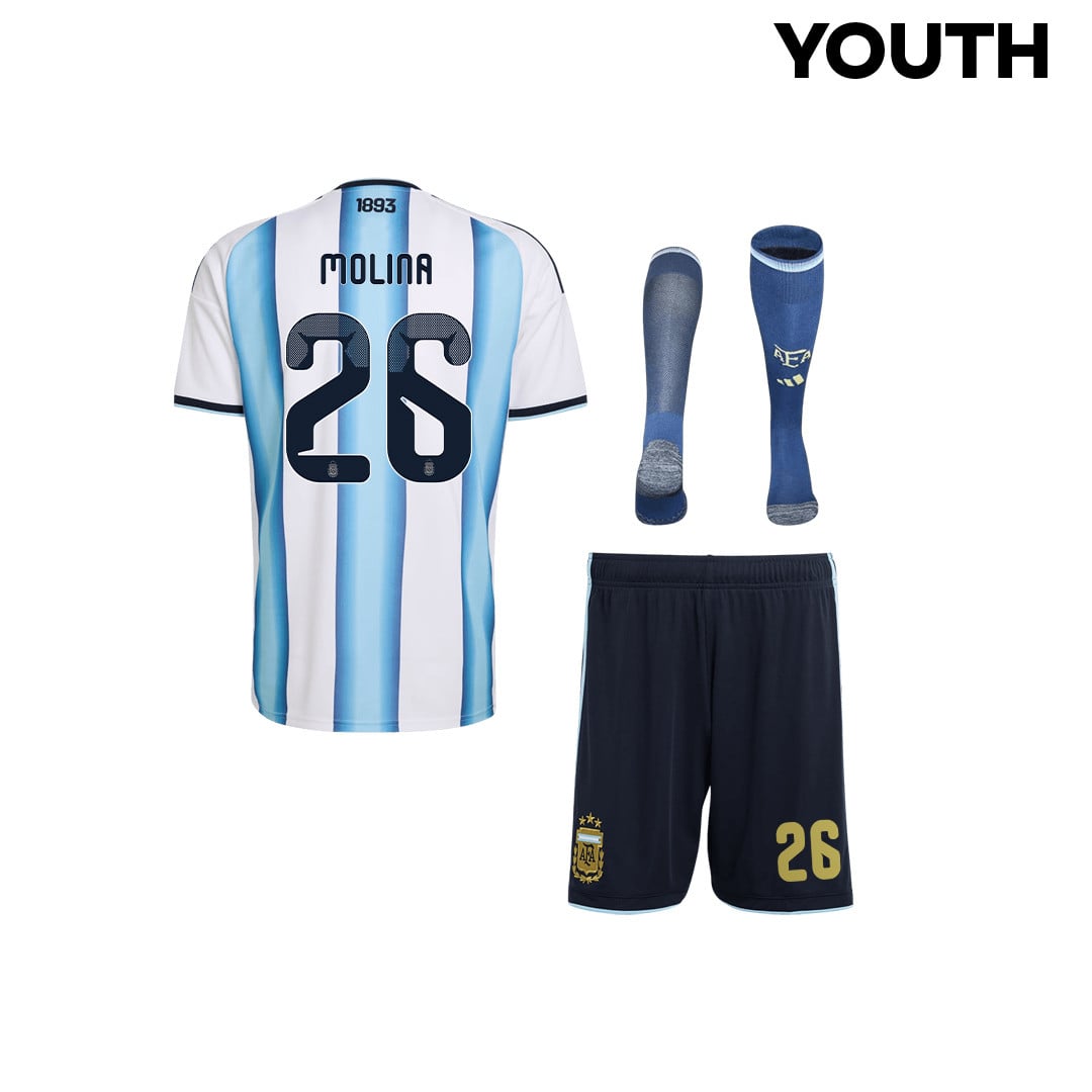 Nahuel Molina 26 Argentina 2026 YOUTH Home Kit Set – White