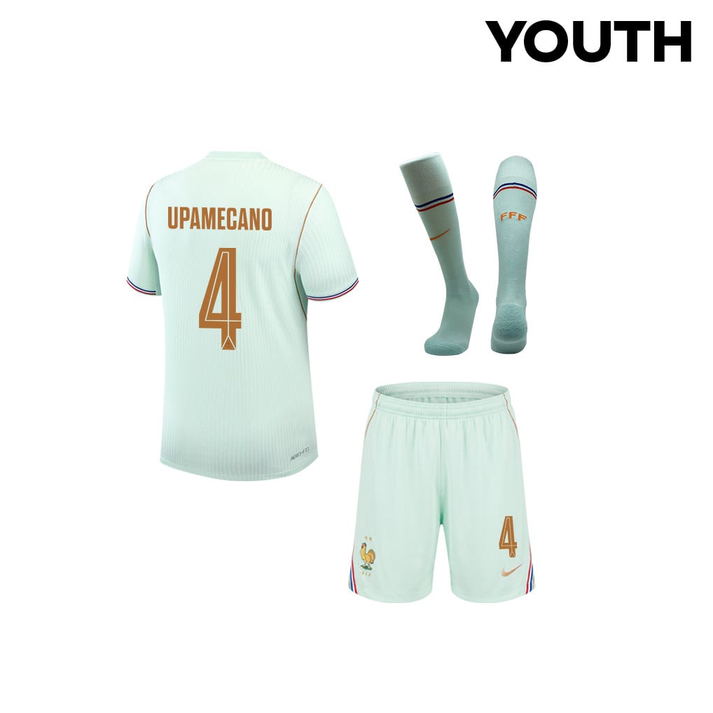 Dayot Upamecano 4 France 2026 YOUTH Away Kit Set – Green