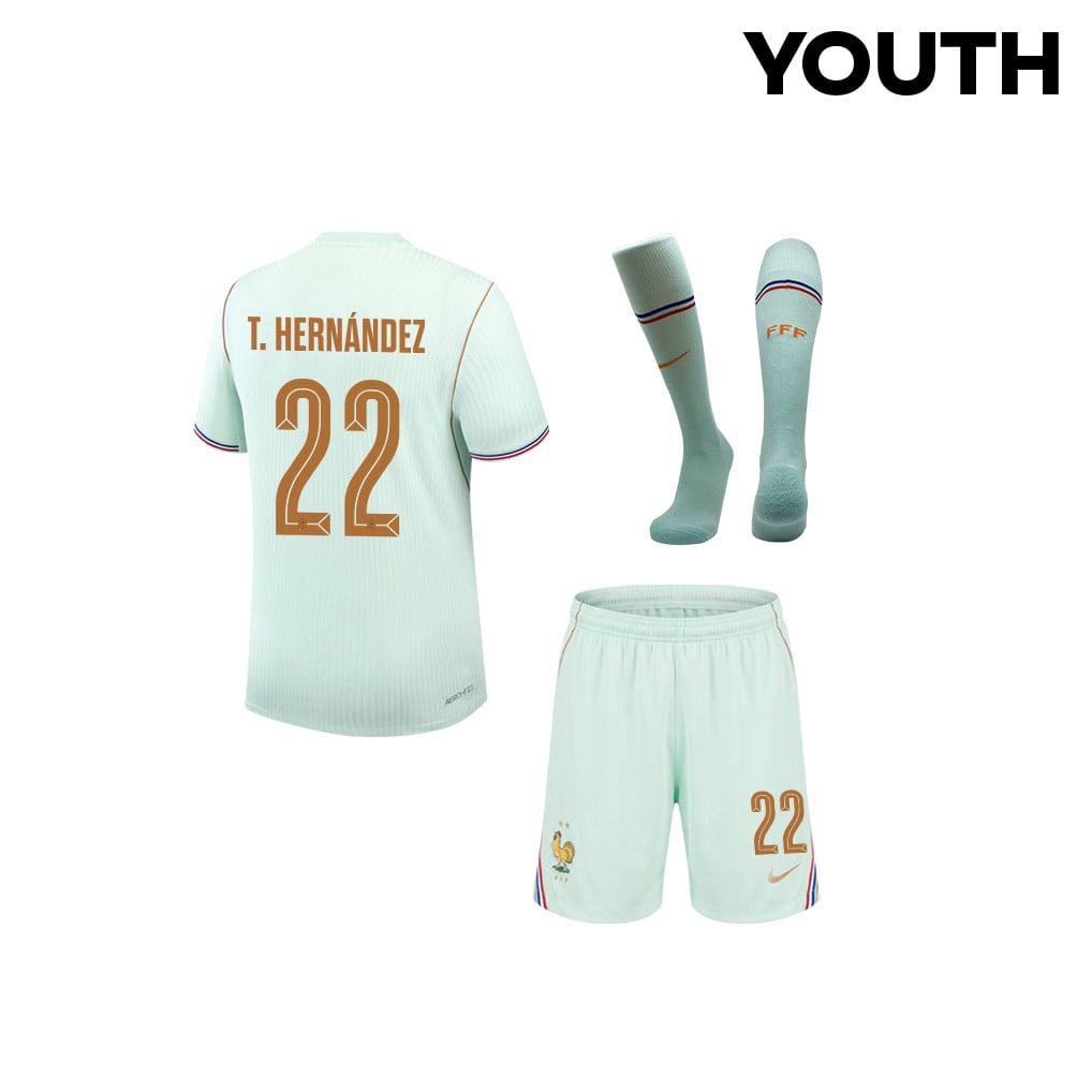 Theo Hernández 22 France 2026 YOUTH Away Kit Set – Green