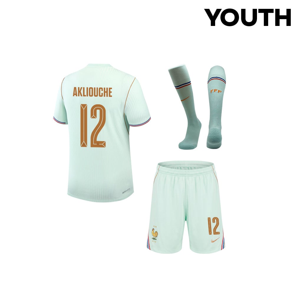 Maghnes Akliouche 12 France 2026 YOUTH Away Kit Set – Green