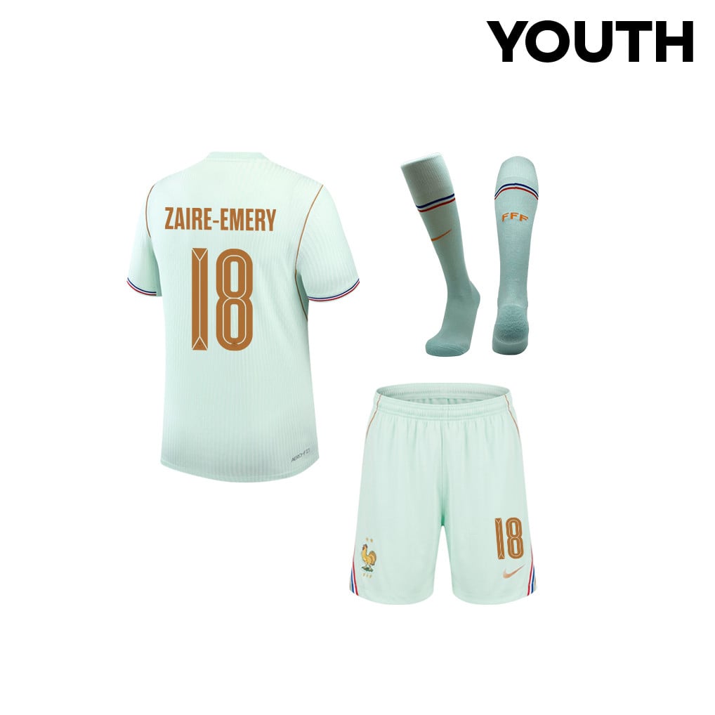 Warren Zaïre-Emery 18 France 2026 YOUTH Away Kit Set – Green