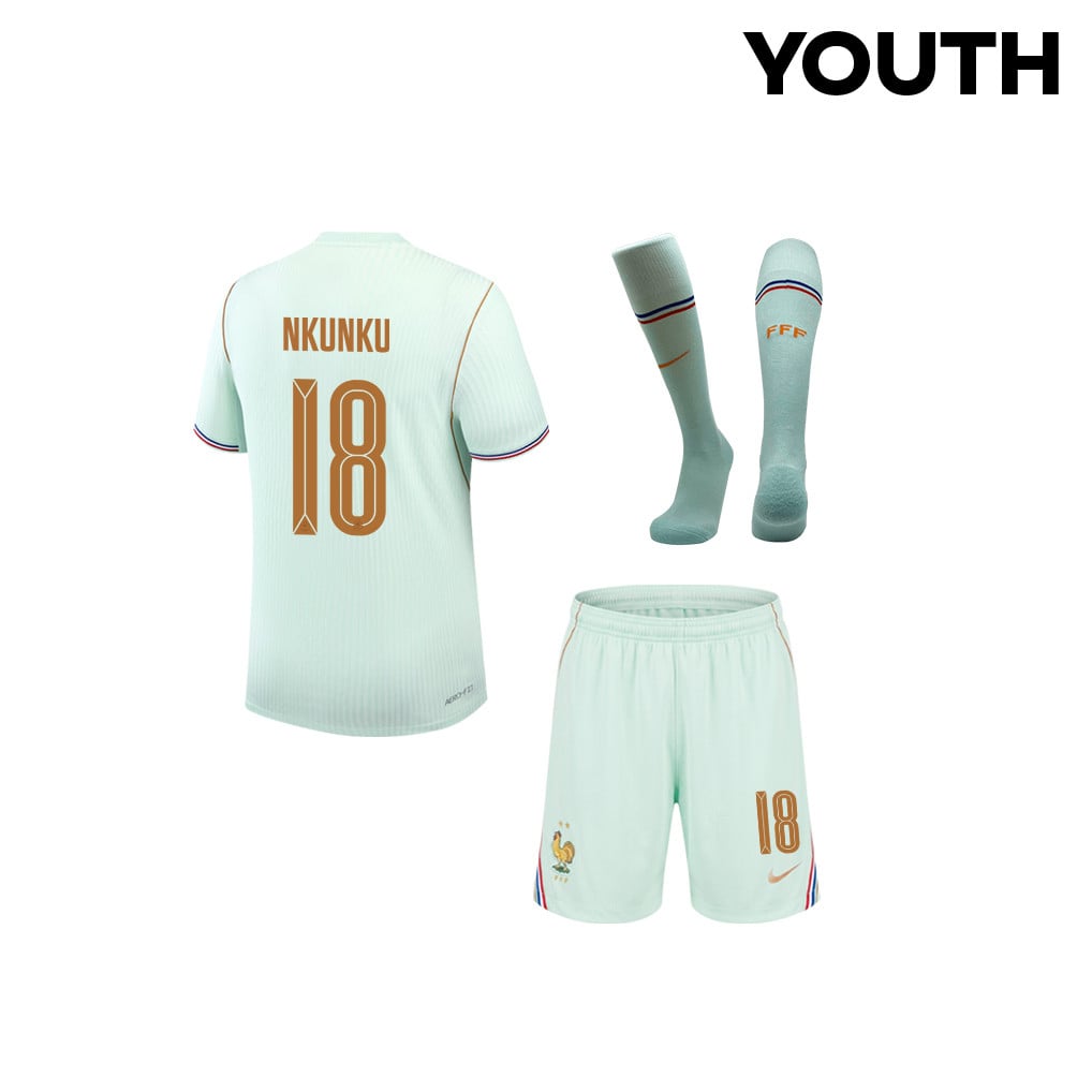 Christopher Nkunku 18 France 2026 YOUTH Away Kit Set – Green