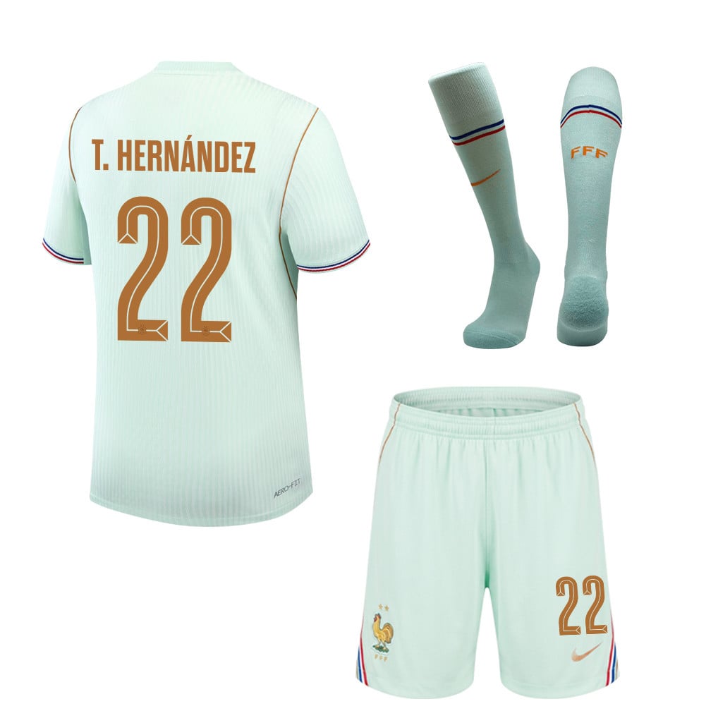 Theo Hernández 22 France 2026 Away Men Kit Set – Green