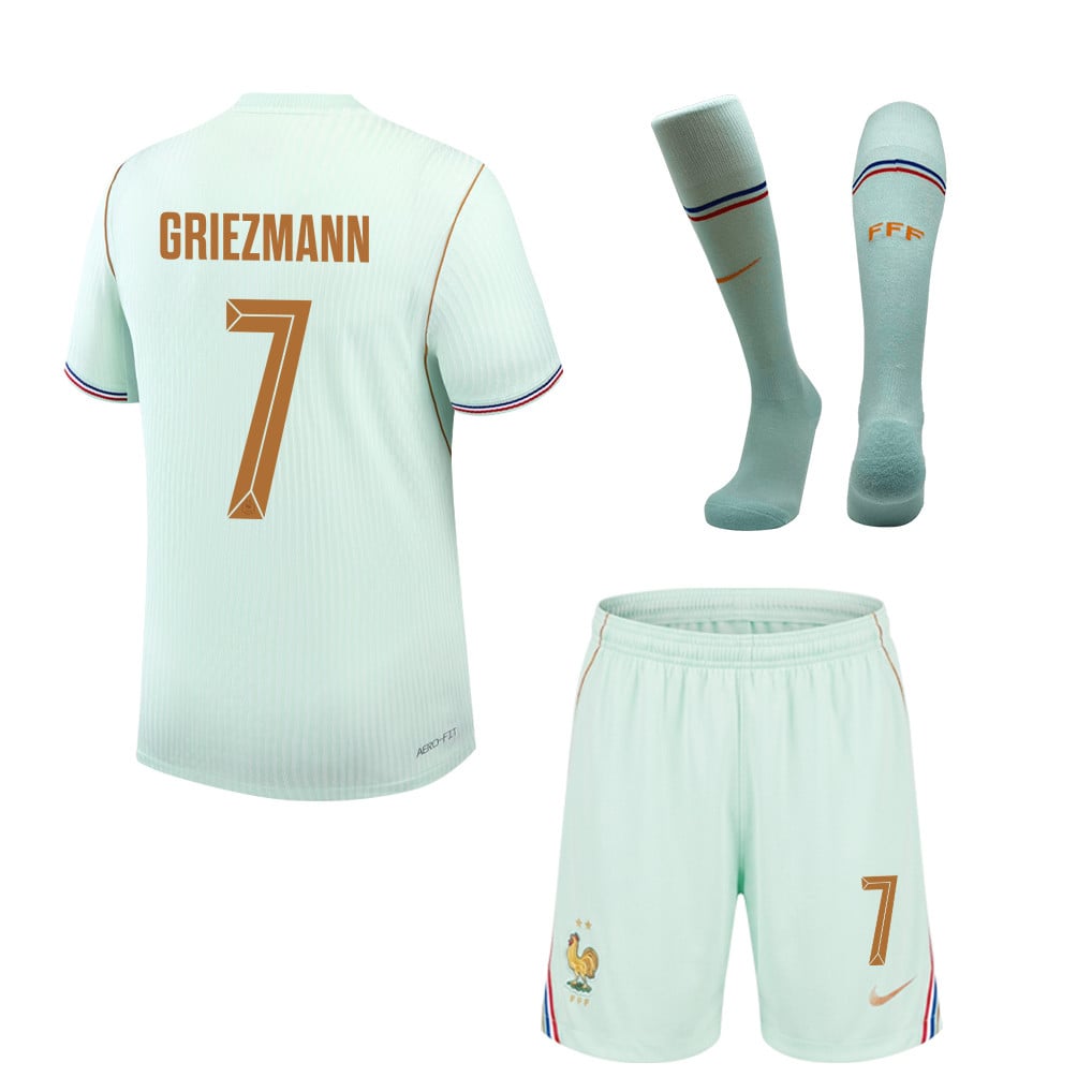 Antoine Griezmann 7 France 2026 Away Men Kit Set – Green