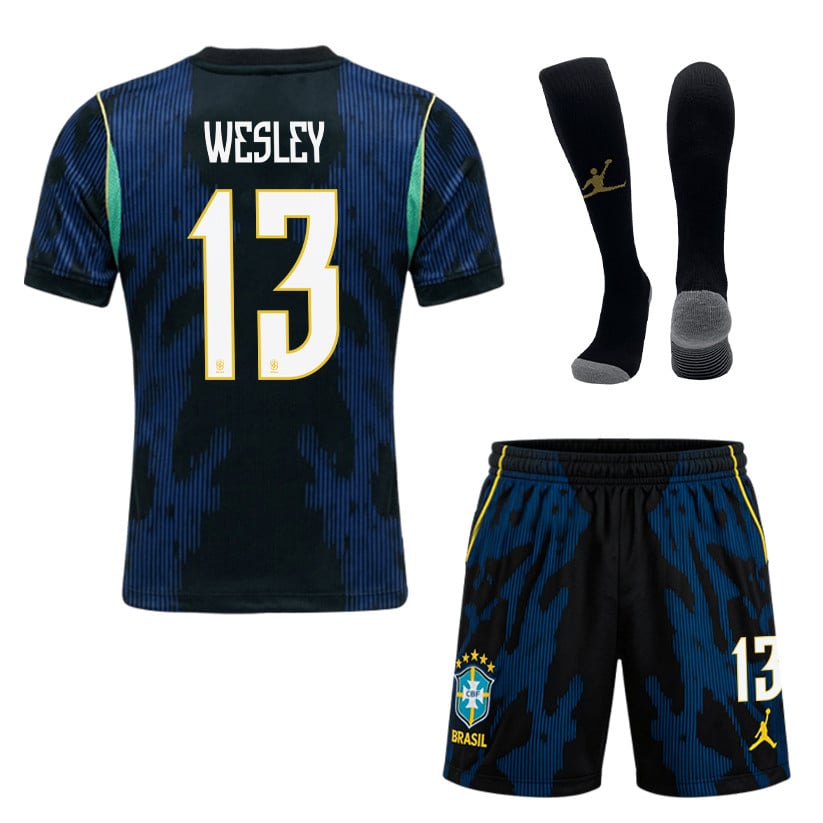 Wesley França 13 Brazil 2026 Away Men Kit Set – Blue
