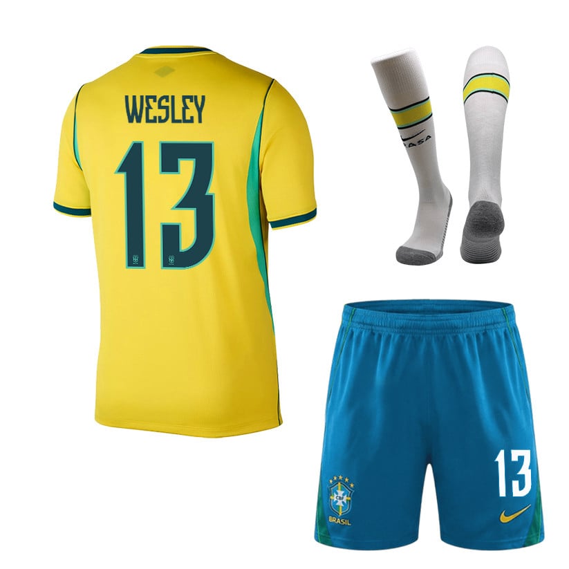 Wesley França 13 Brazil 2026 Home Men Kit Set – Yellow