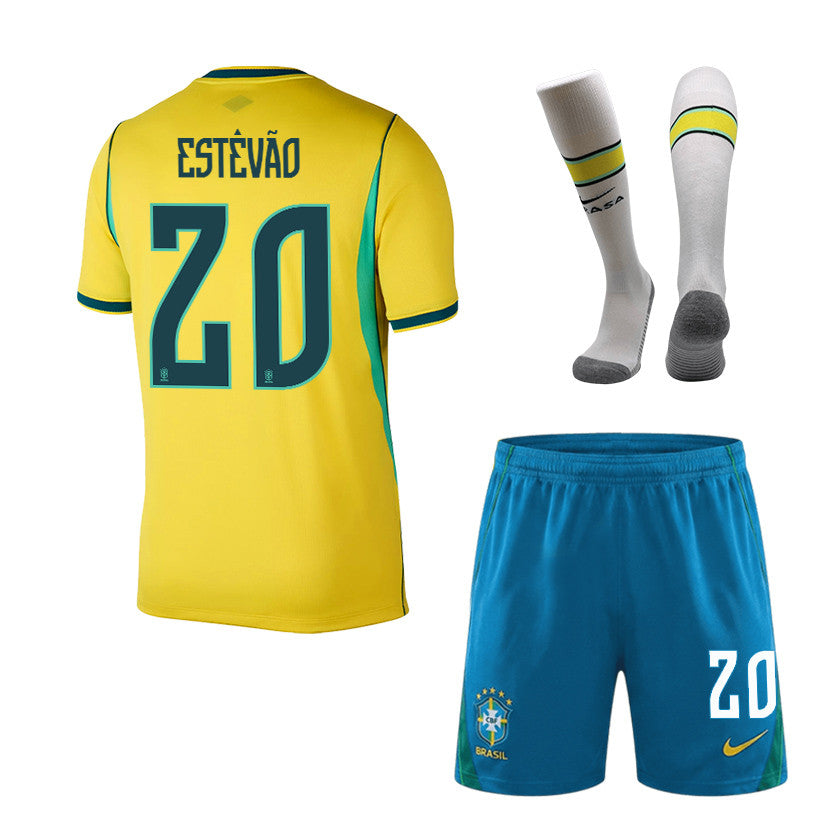 Estêvão 20 Brazil 2026 Home Men Kit Set – Yellow