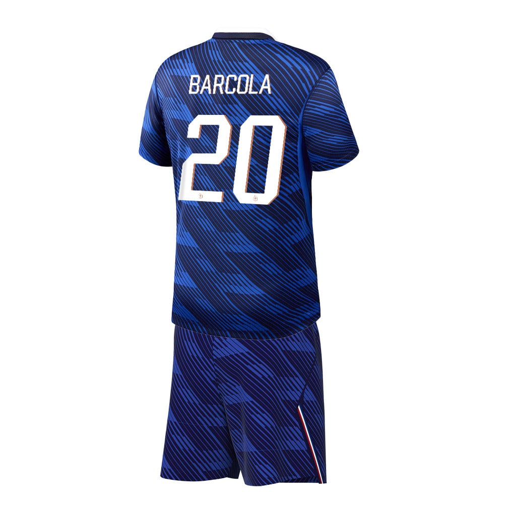 Bradley Barcola 20 France 2026 YOUTH Home Jersey & Shorts Set - Blue