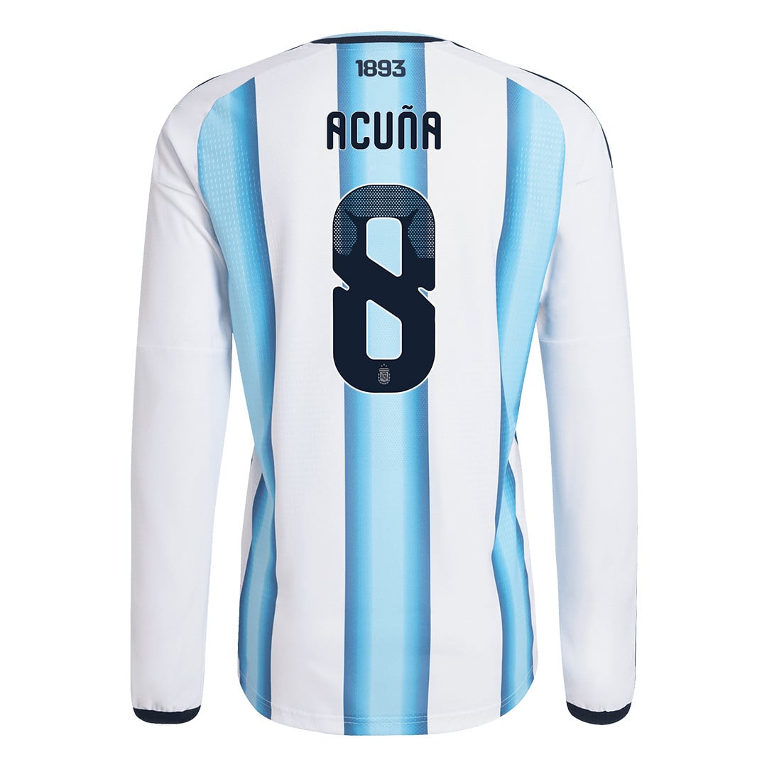 Marcos Acuña 8 Argentina 2026 Home Long Sleeve Jersey - White
