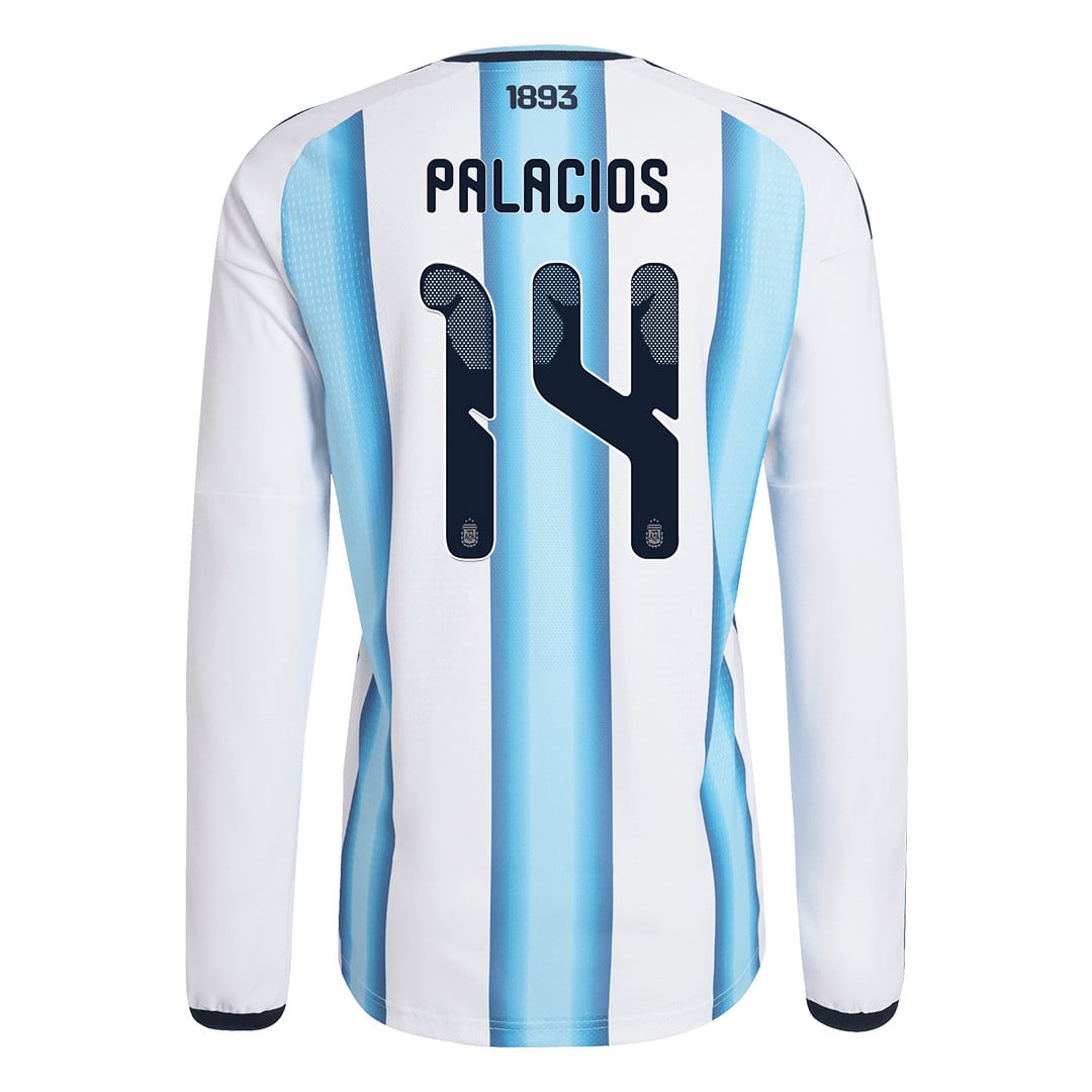 Exequiel Palacios 14 Argentina 2026 Home Long Sleeve Jersey - White