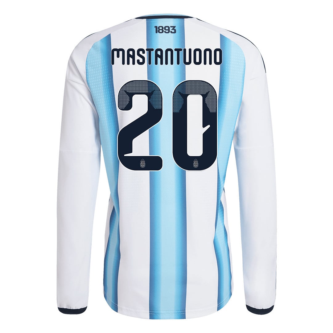 Franco Mastantuono 20 Argentina 2026 Home Long Sleeve Jersey - White