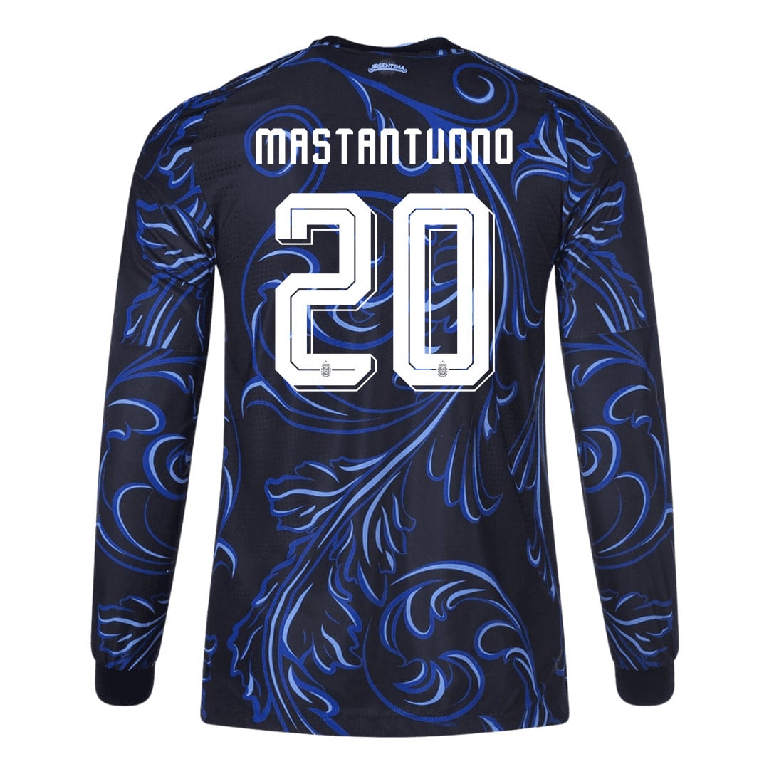Franco Mastantuono 20 Argentina 2026 Away Long Sleeve Jersey - Black