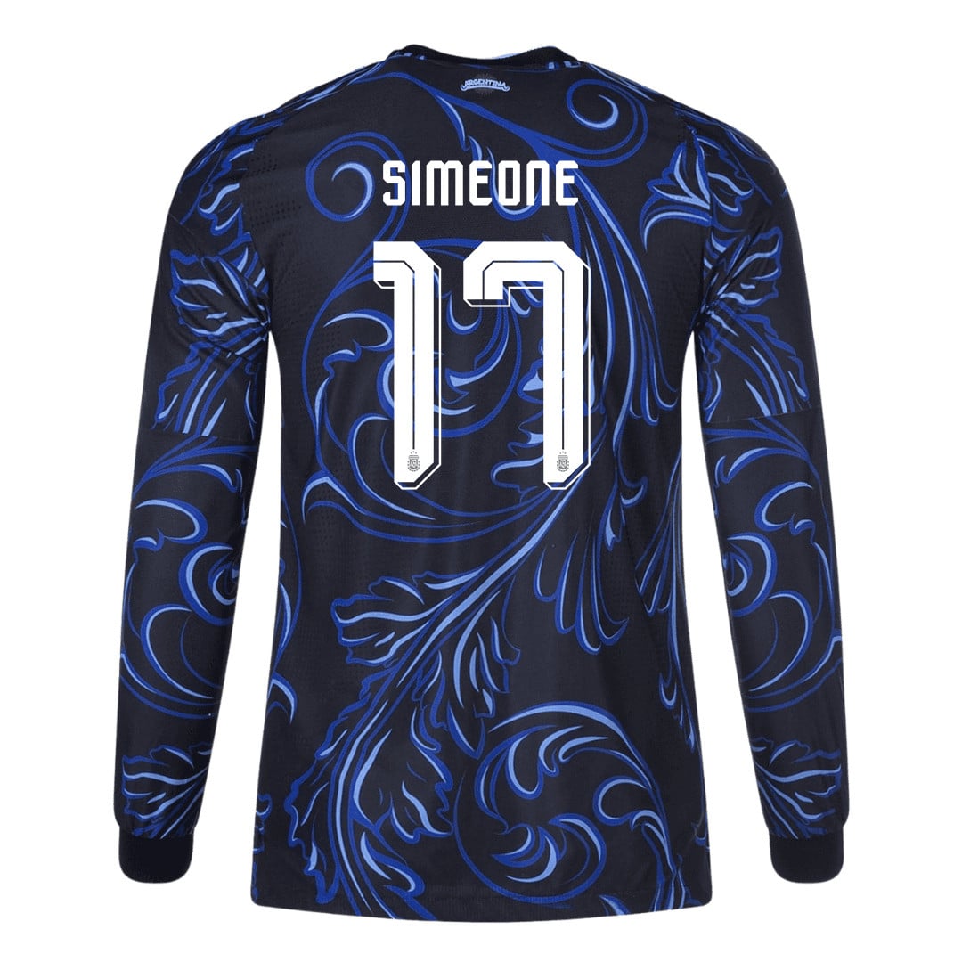 Giuliano Simeone 17 Argentina 2026 Away Long Sleeve Jersey - Black