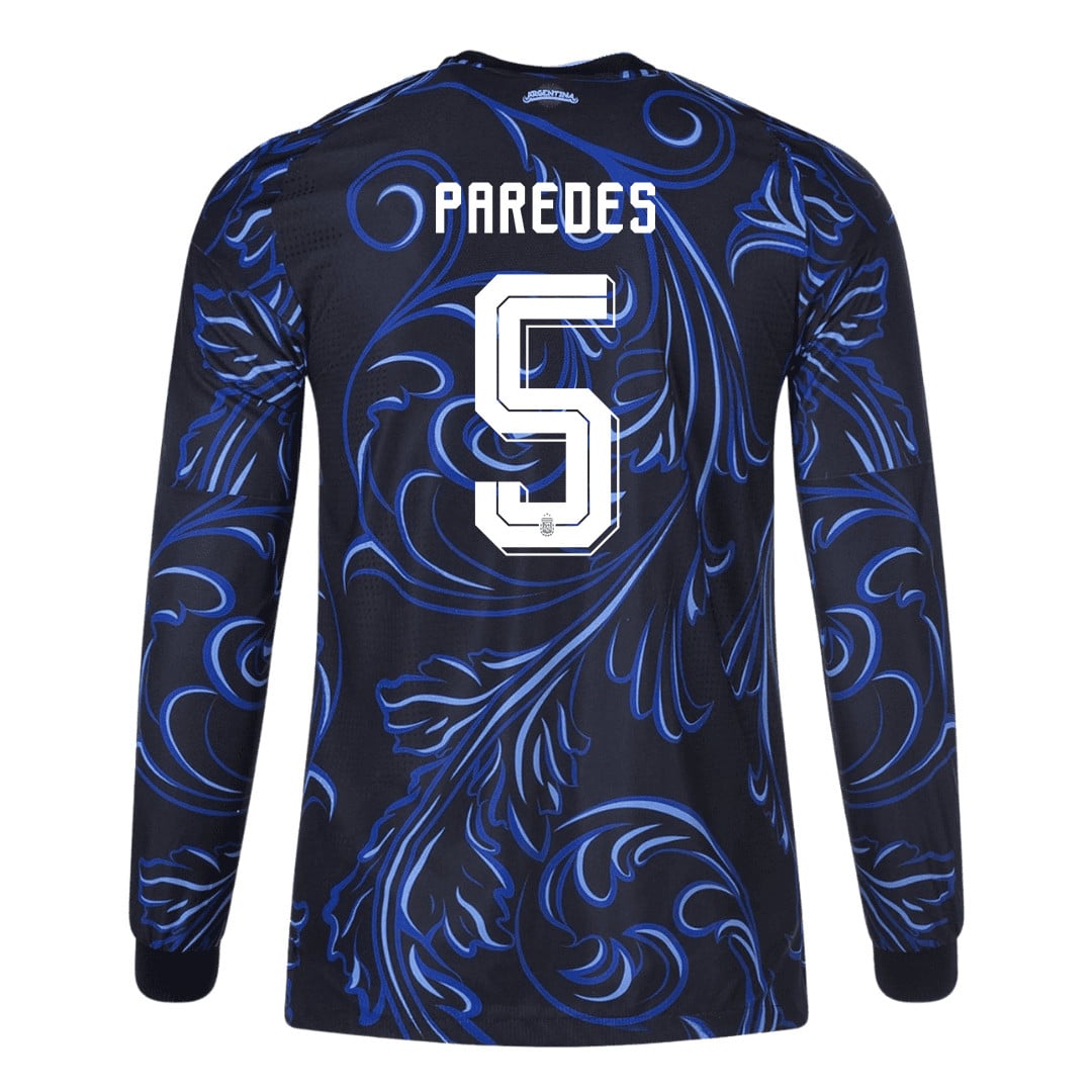 Leandro Paredes 5 Argentina 2026 Away Long Sleeve Jersey - Black