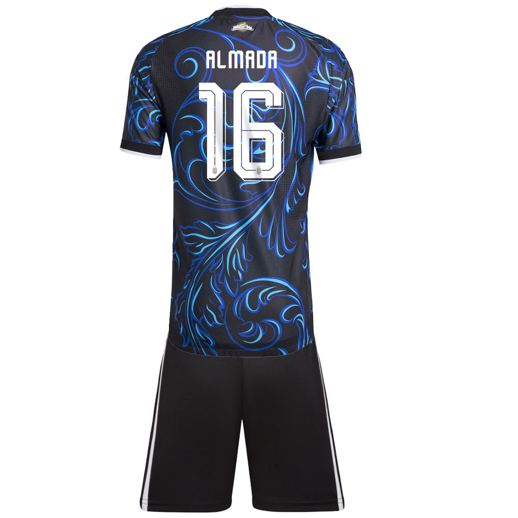 Thiago Almada 16 Argentina 2026 Away Men Jersey & Shorts Set – Black