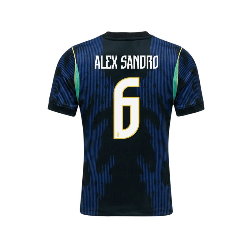 Alex Sandro 6 Brazil 2026 YOUTH Away Jersey & Shorts Set - Blue