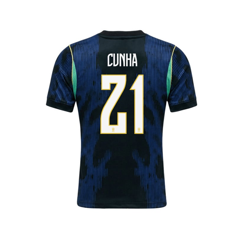 Matheus Cunha 21 Brazil 2026 YOUTH Away Jersey & Shorts Set - Blue