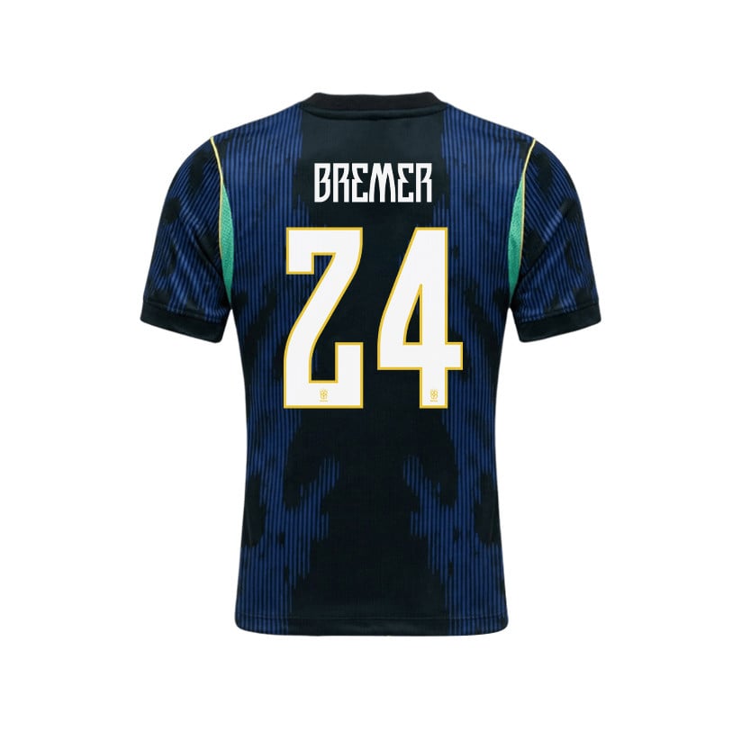 Gleison Bremer 24 Brazil 2026 YOUTH Away Jersey & Shorts Set - Blue