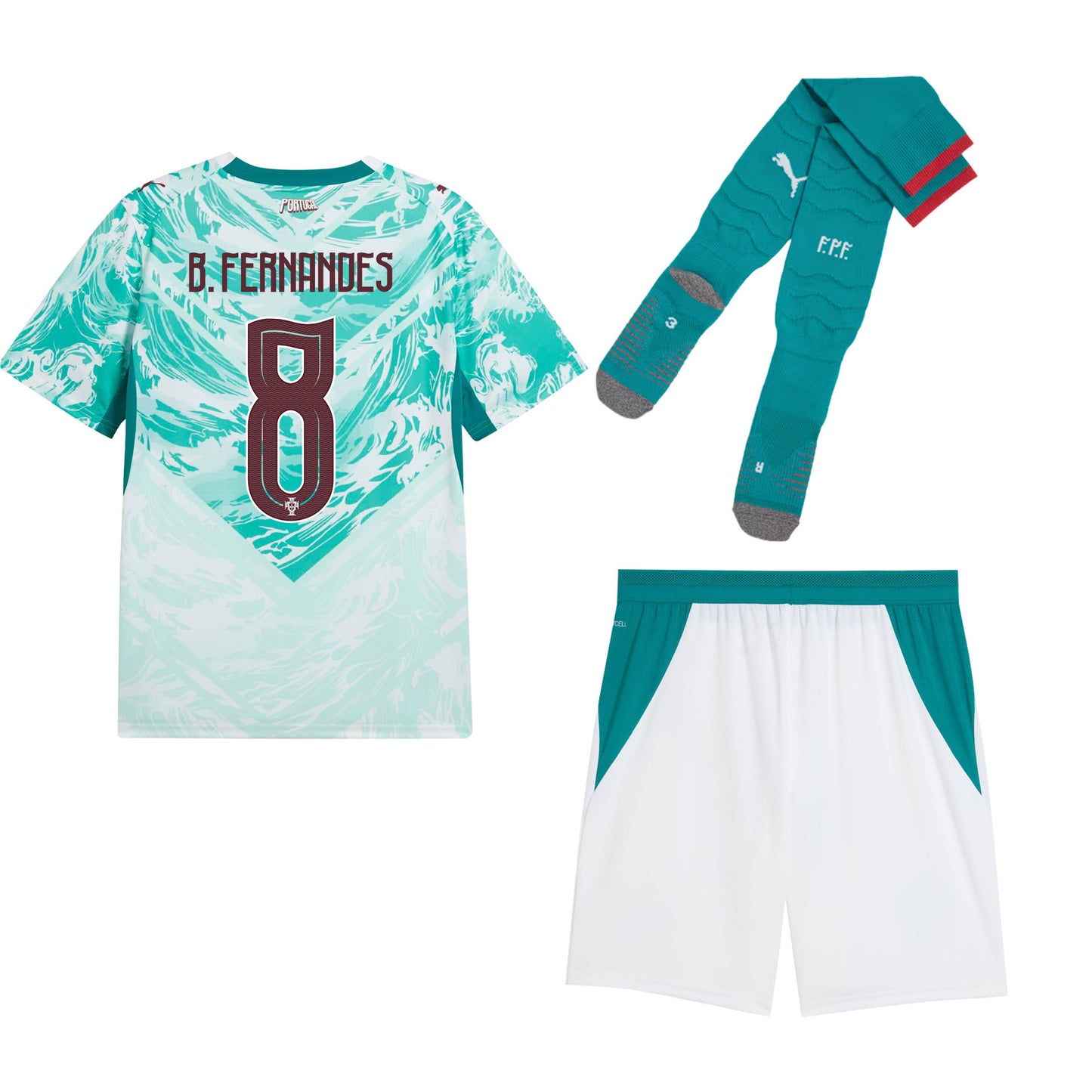 Bruno Fernandes 8 Portugal 2026 Away Men Kit Set – White