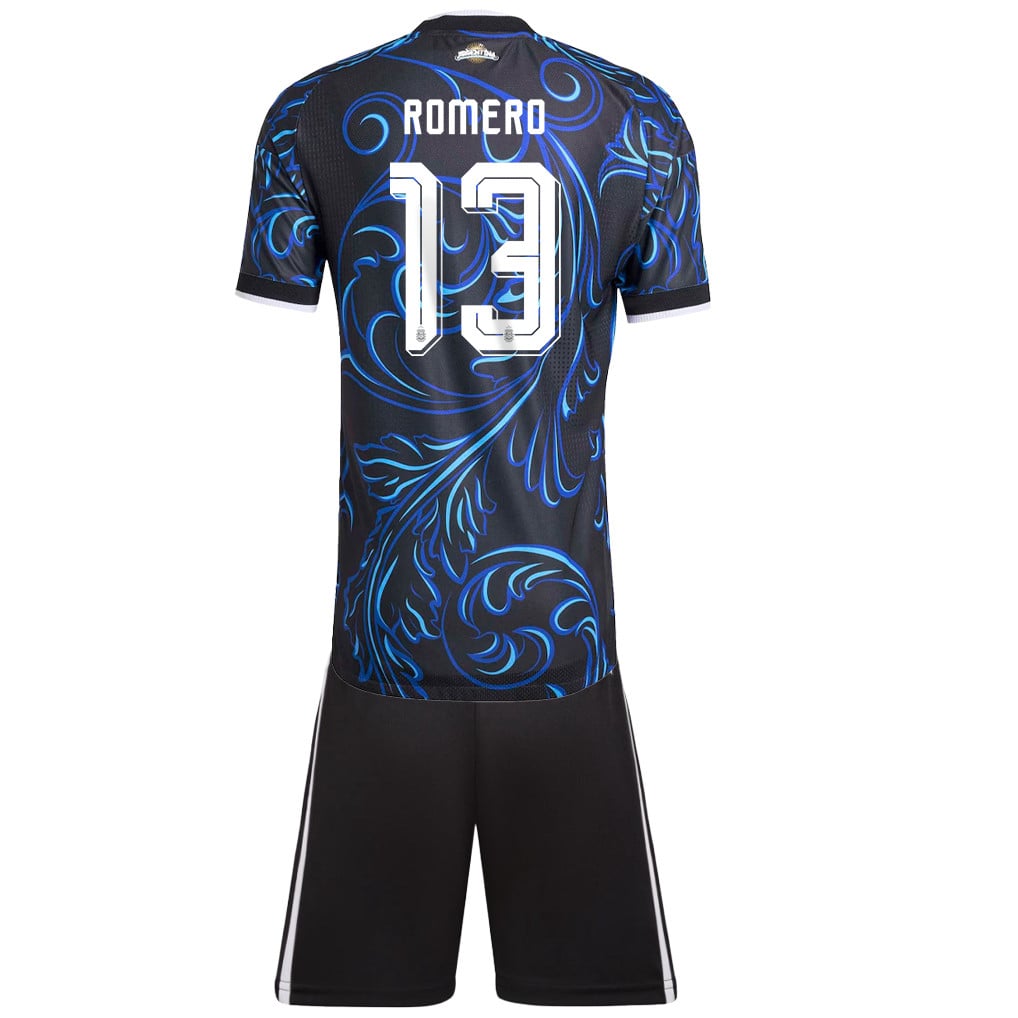 Cristian Romero 13 Argentina 2026 Youth Away Jersey & Shorts Set - Black