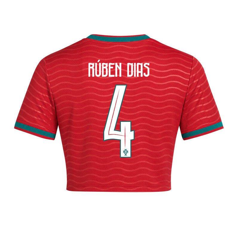 Rúben Dias 4 Portugal 2026 Home Women's Cropped Jersey - Red