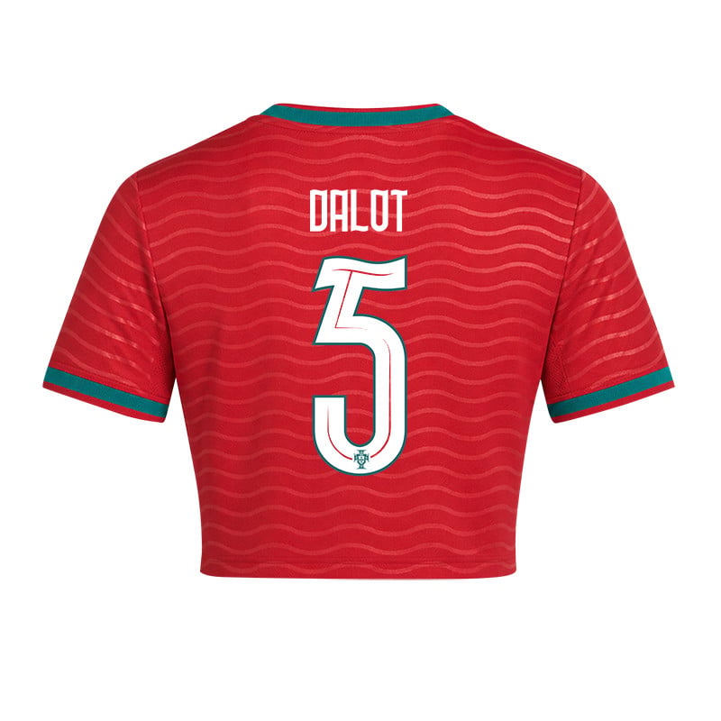 Diogo Dalot 5 Portugal 2026 Home Women's Cropped Jersey - Red