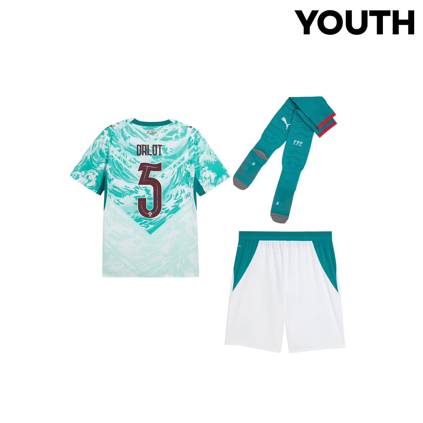 Diogo Dalot 5 Portugal 2026 YOUTH Away Kit Set – White