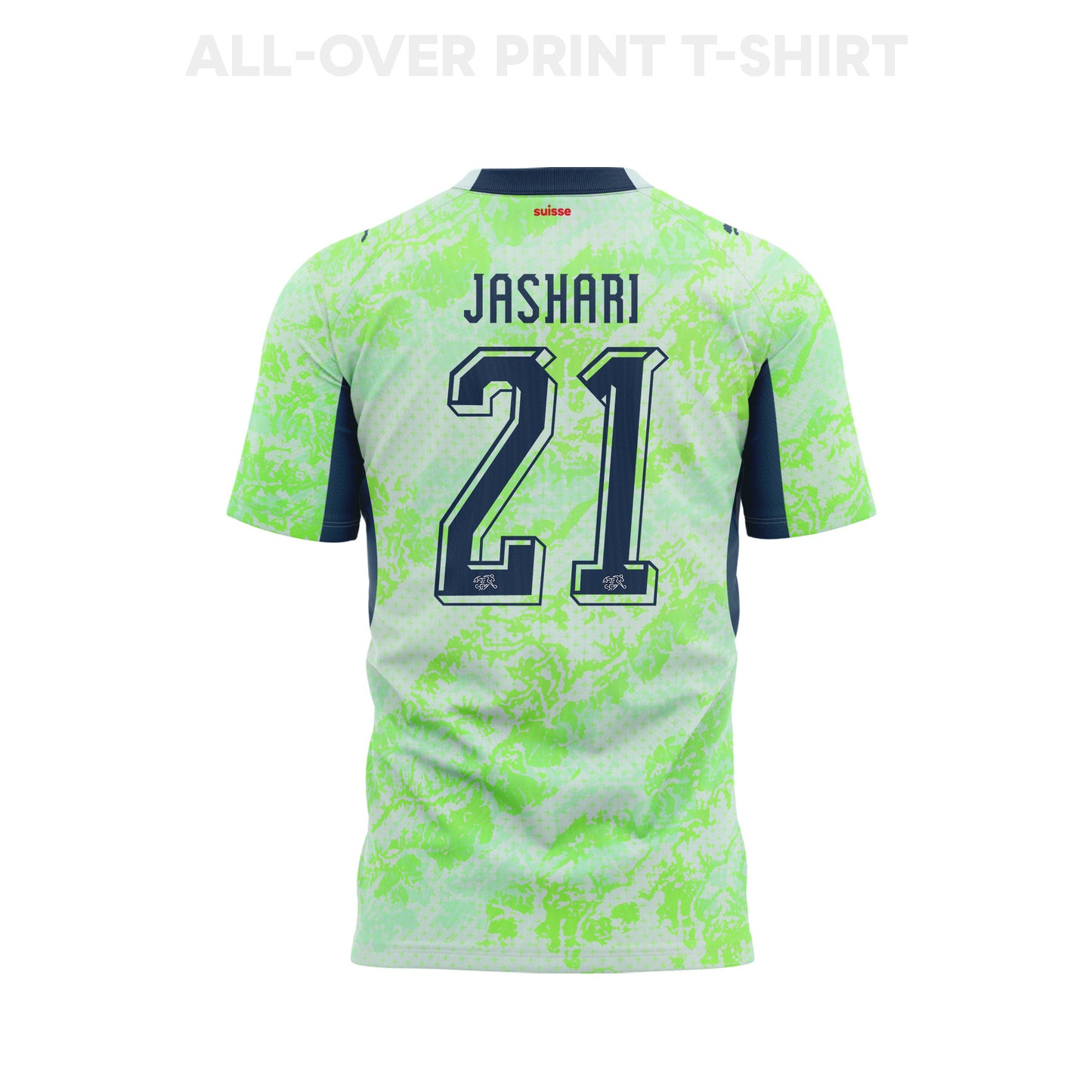 Ardon Jashari 21 Switzerland 2026 Away 3D T-Shirt Fully Printed – Unisex, Green