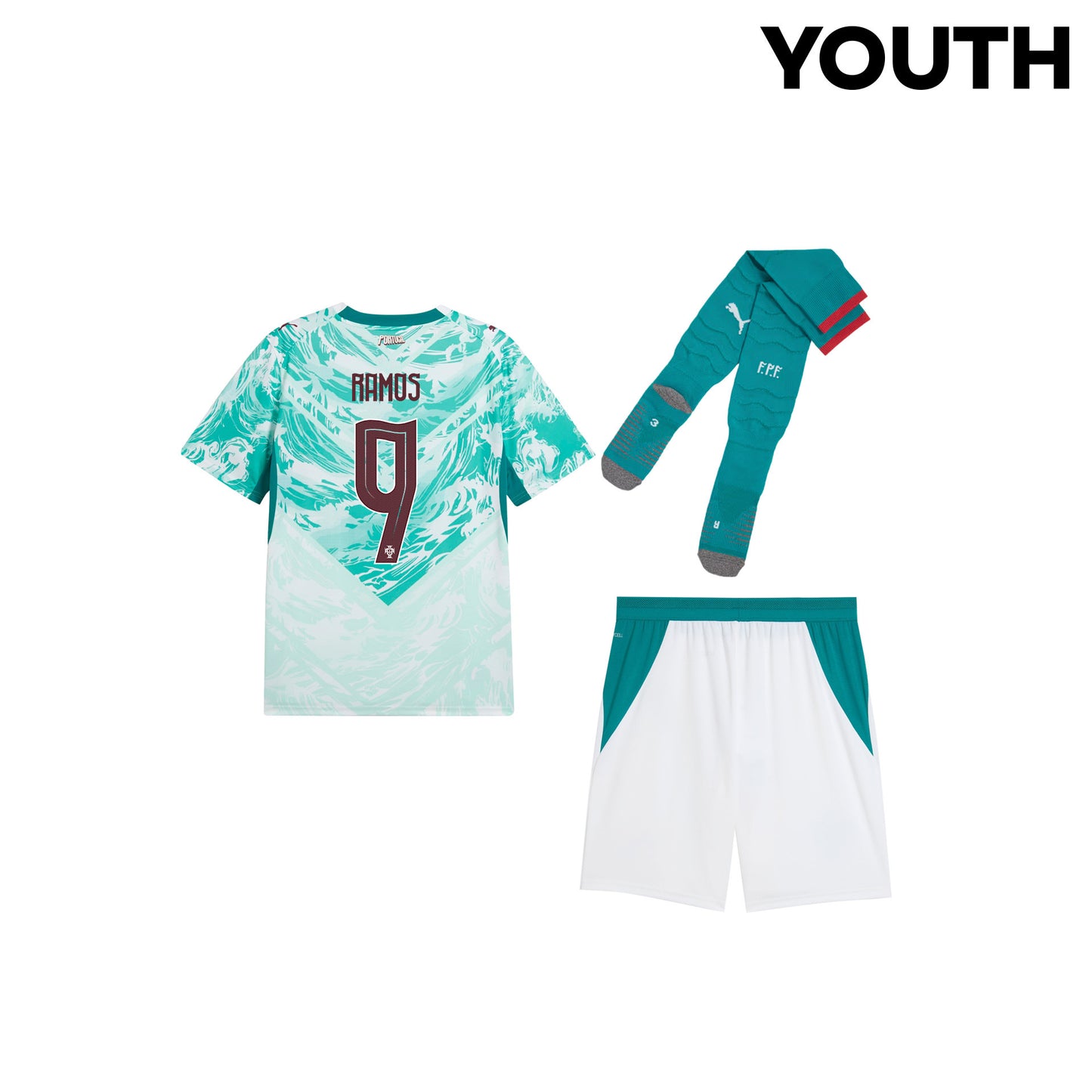 Gonçalo Ramos 9 Portugal 2026 YOUTH Away Kit Set – White
