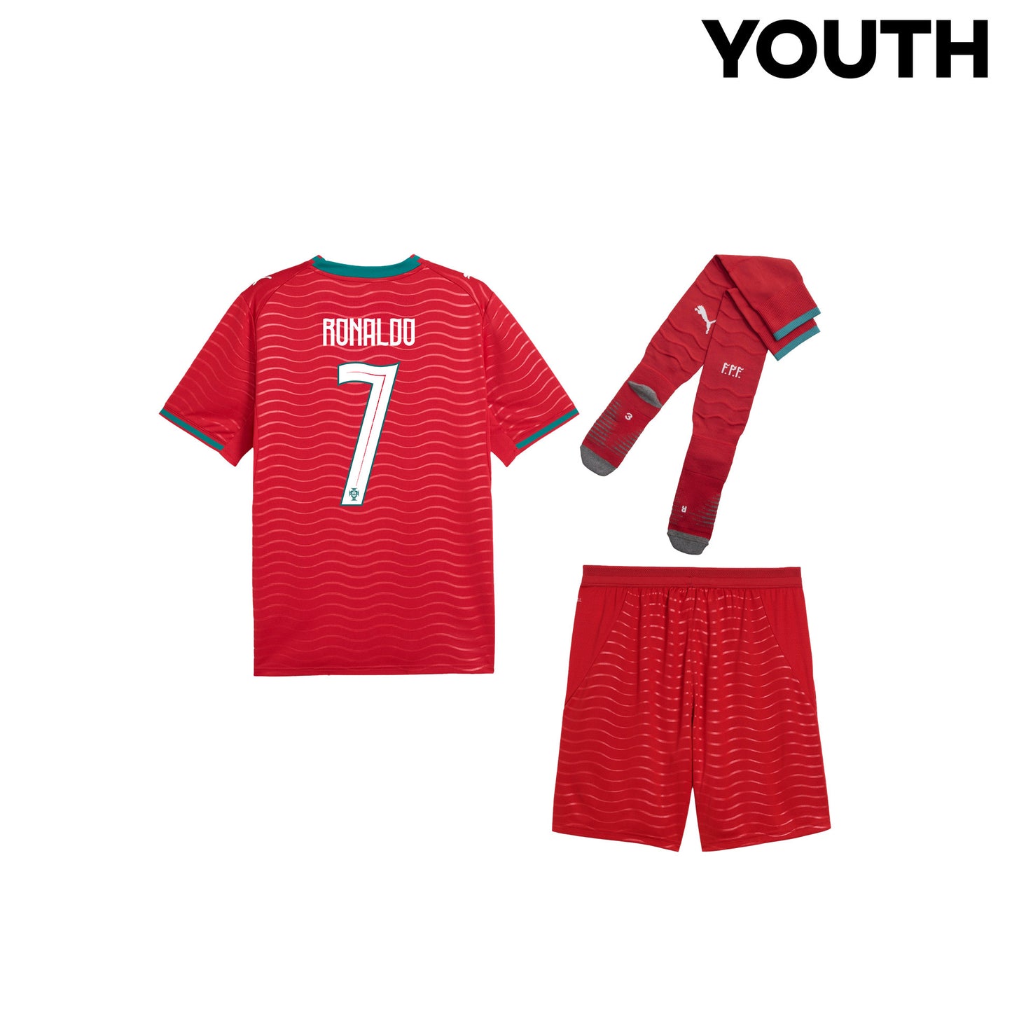 Cristiano Ronaldo 7 Portugal 2026 YOUTH Home Kit Set – Red