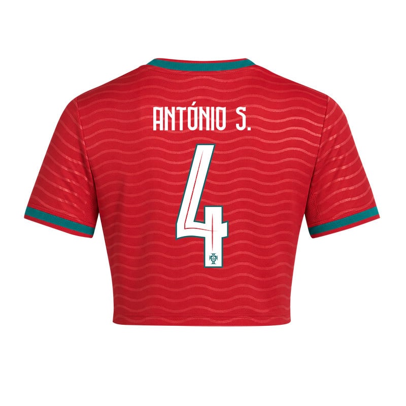 António Silva 4 Portugal 2026 Home Women's Cropped Jersey - Red
