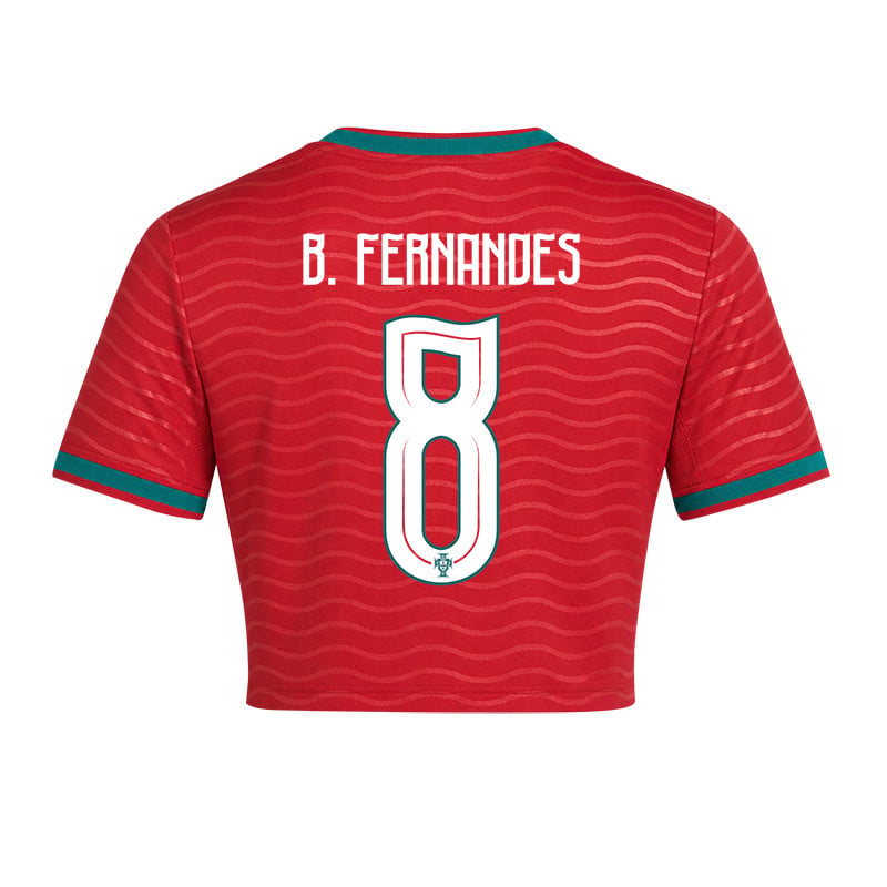 Bruno Fernandes 8 Portugal 2026 Home Women's Cropped Jersey - Red