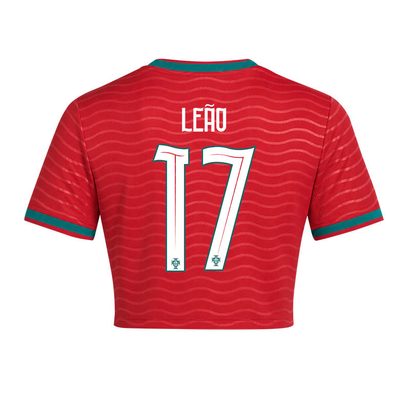 Rafael Leão 17 Portugal 2026 Home Women's Cropped Jersey - Red