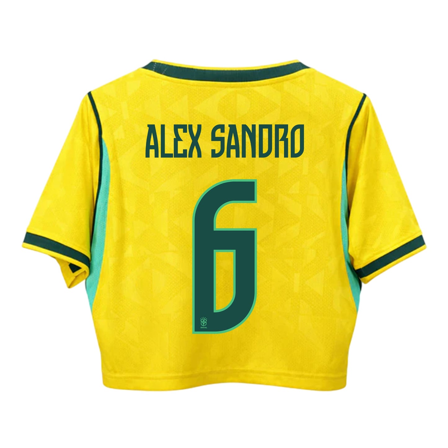 Alex Sandro 6 Brazil 2026 Home Women's Cropped Jersey - Yellow