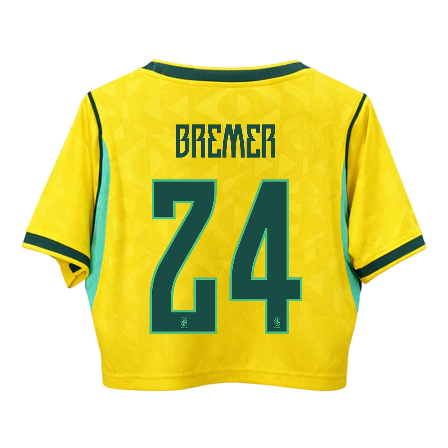 Gleison Bremer 24 Brazil 2026 Home Women's Cropped Jersey - Yellow
