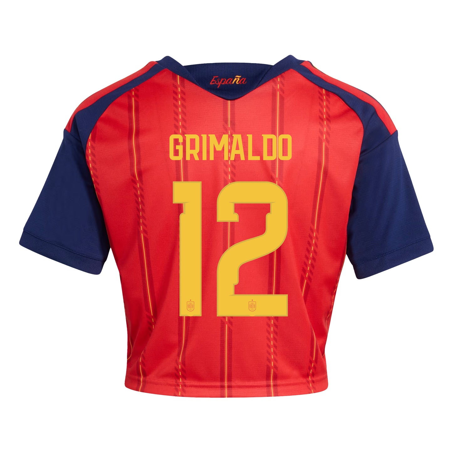 Álex Grimaldo 12 Spain 2026 Home Women's Cropped Jersey - Red