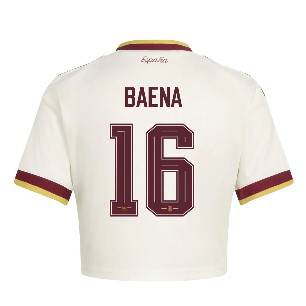 Alex Baena 16 Spain 2026 Away Women's Cropped Jersey - White