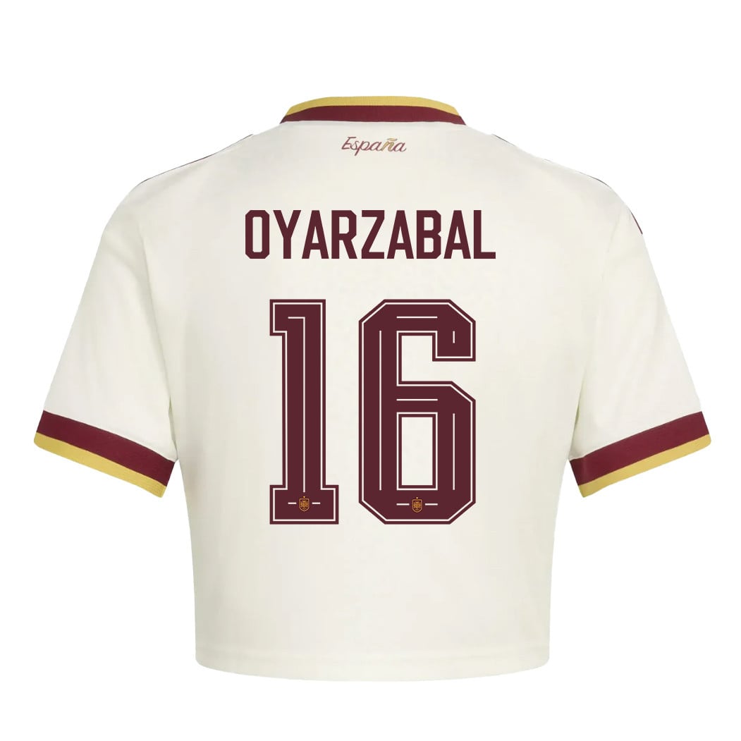 Mikel Oyarzabal 16 Spain 2026 Away Women's Cropped Jersey - White