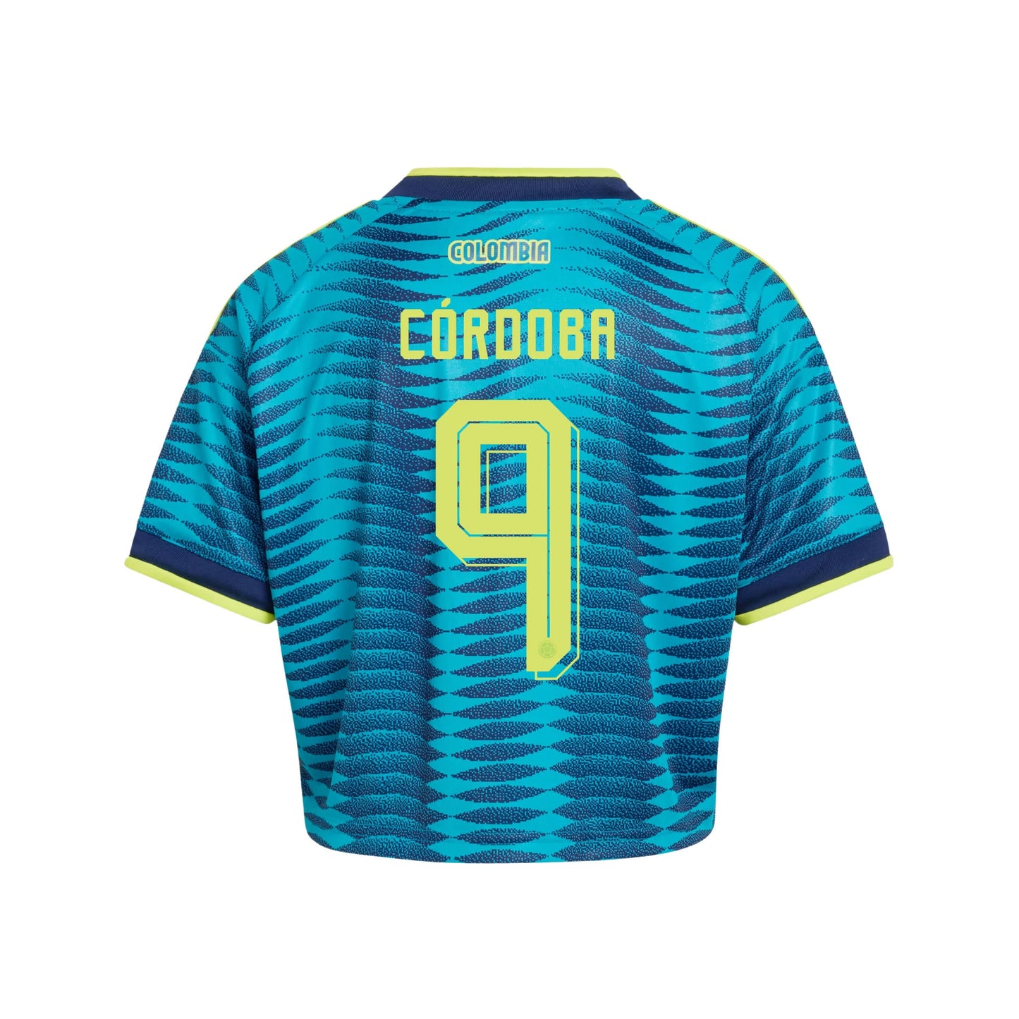 Jhon Córdoba 9 Colombia 2026 Away Women's Cropped Jersey - Turquoise