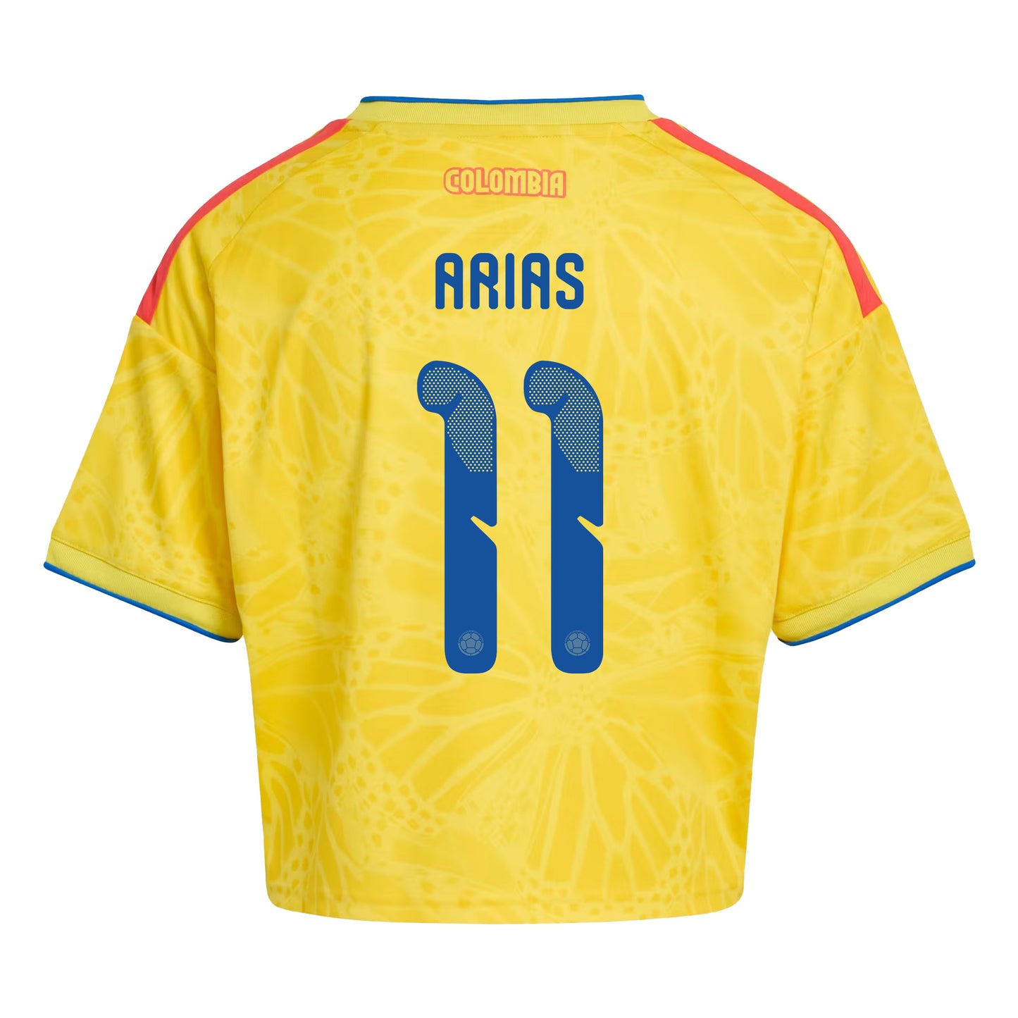Jhon Arias 11 Colombia 2026 Home Women's Cropped Jersey - Yellow